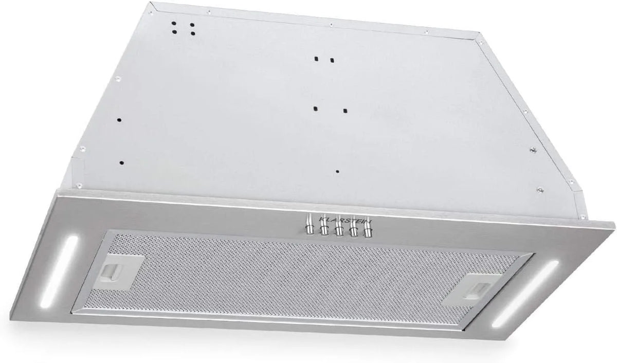 Klarstein Hotte aspirante, 60cm, 190 W, 590 m3/h, 61 dB, hotte de cuisine, encastrable, 3 niveaux, silencieux, acier inoxydable, LED, Encastré