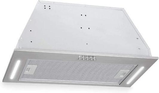 Klarstein Hotte aspirante, 60cm, 190 W, 590 m3/h, 61 dB, hotte de cuisine, encastrable, 3 niveaux, silencieux, acier inoxydable, LED, Encastré