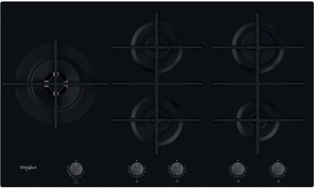 Whirlpool GOWL Plateau de cuisson à gaz 5 feux précis FLAME IxELIUM Verre couleur noir 958/NB