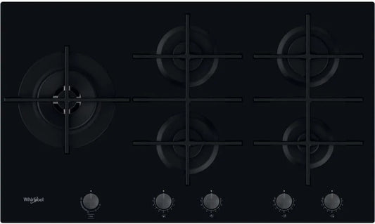 Whirlpool GOWL Plateau de cuisson à gaz 5 feux précis FLAME IxELIUM Verre couleur noir 958/NB