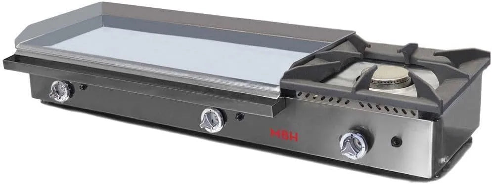 Produit Plancha à gaz industrielle 800 x 400 mm en chrome dur avec foyer pour hôtellerie Fry Top pour cuisine professionnelle de bar et restaurant
