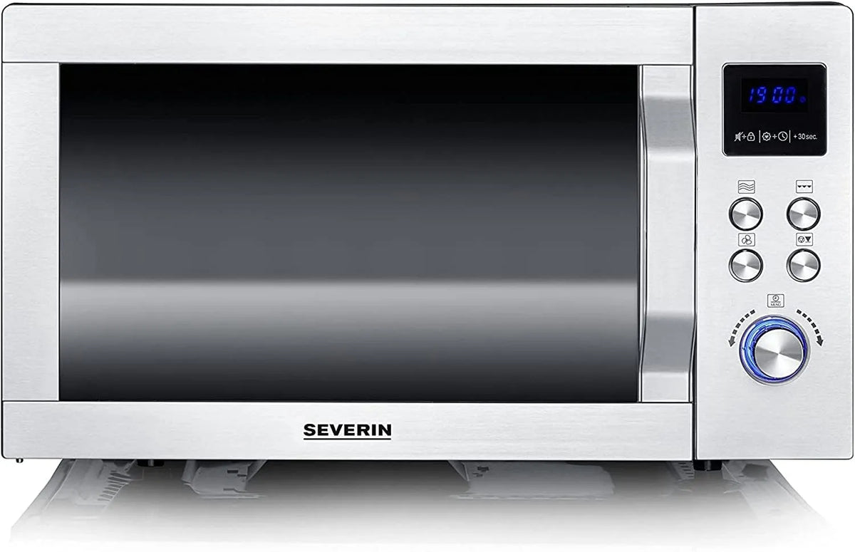 Severin Micro-ondes, 25 L, 050 W, gril, acier inoxydable, four micro-ondes, Micro-onde 10 niveaux de puissance, MW 7777, 2 050 W, Fond plat en