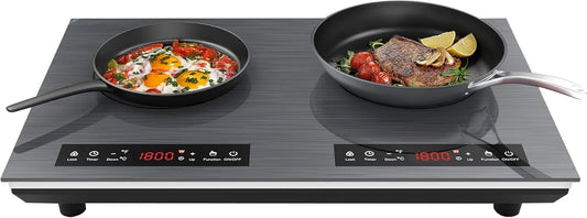 Plaque à induction, 2 foyers, 3600 W, 220 V, table de cuisson à induction, tactile, verrouillage, minuteur, 2 zones de température, 220V avec Écran