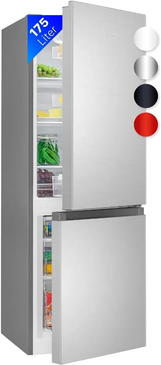 Bomann Congélateur, 175 L, 2 zones de température, acier inoxydable, armoire congélateur, Pieds Réglables, Inox, contrôle de la température en continu