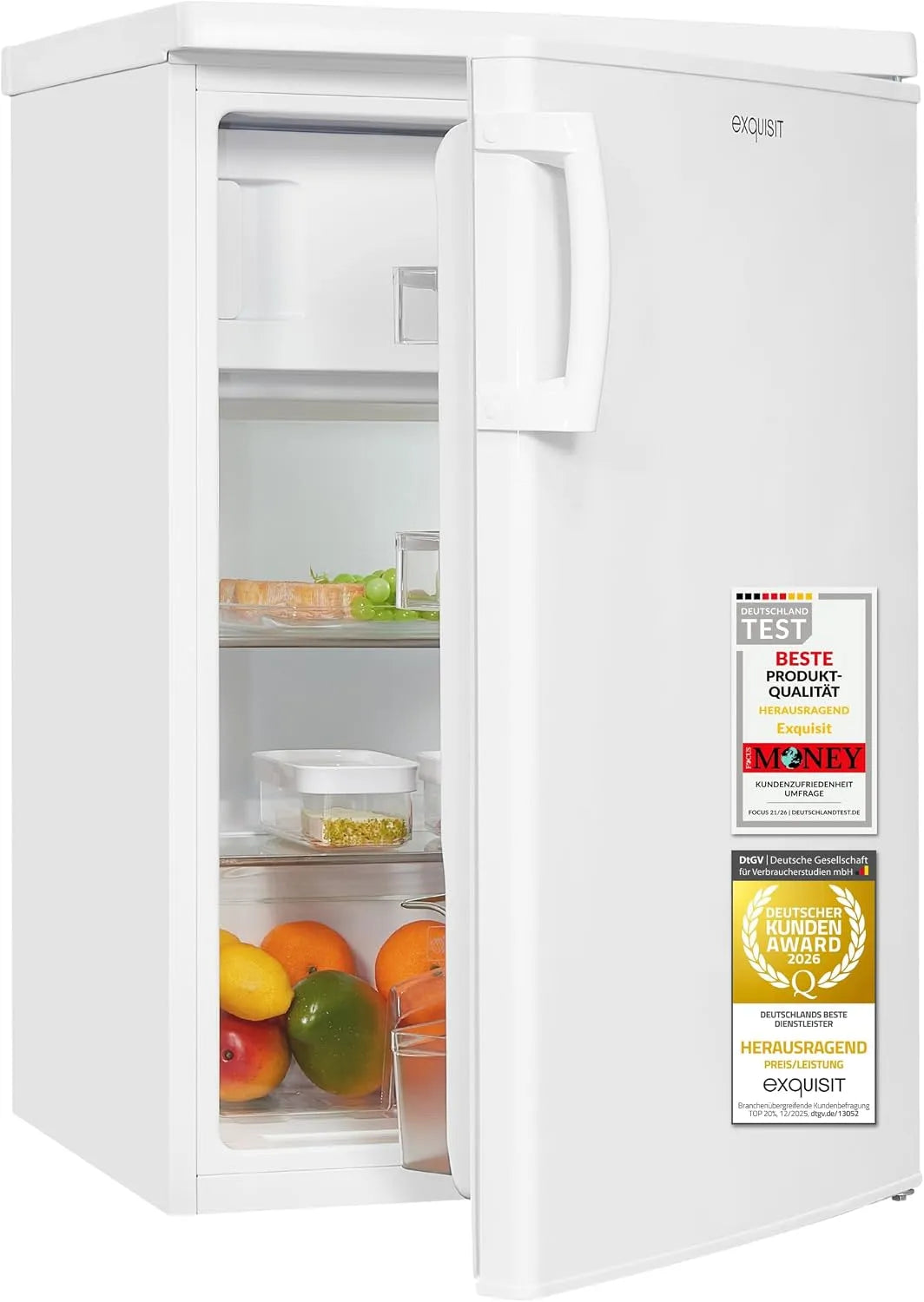 Exquisit KS516-4-HE-040D Congélateur, 109 L, 37 dB, classe énergétique E, éclairage LED, silencieux, armoire congélateur, blanc, Contrôle électronique