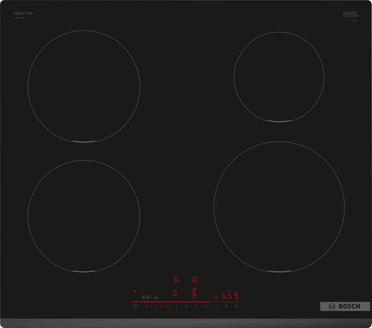 Bosch PIE631HB1E Plaque à induction, 60 cm, table de cuisson à induction, tactile, minuteur, noir, touche « Favoris », timer avec fonction arrêt
