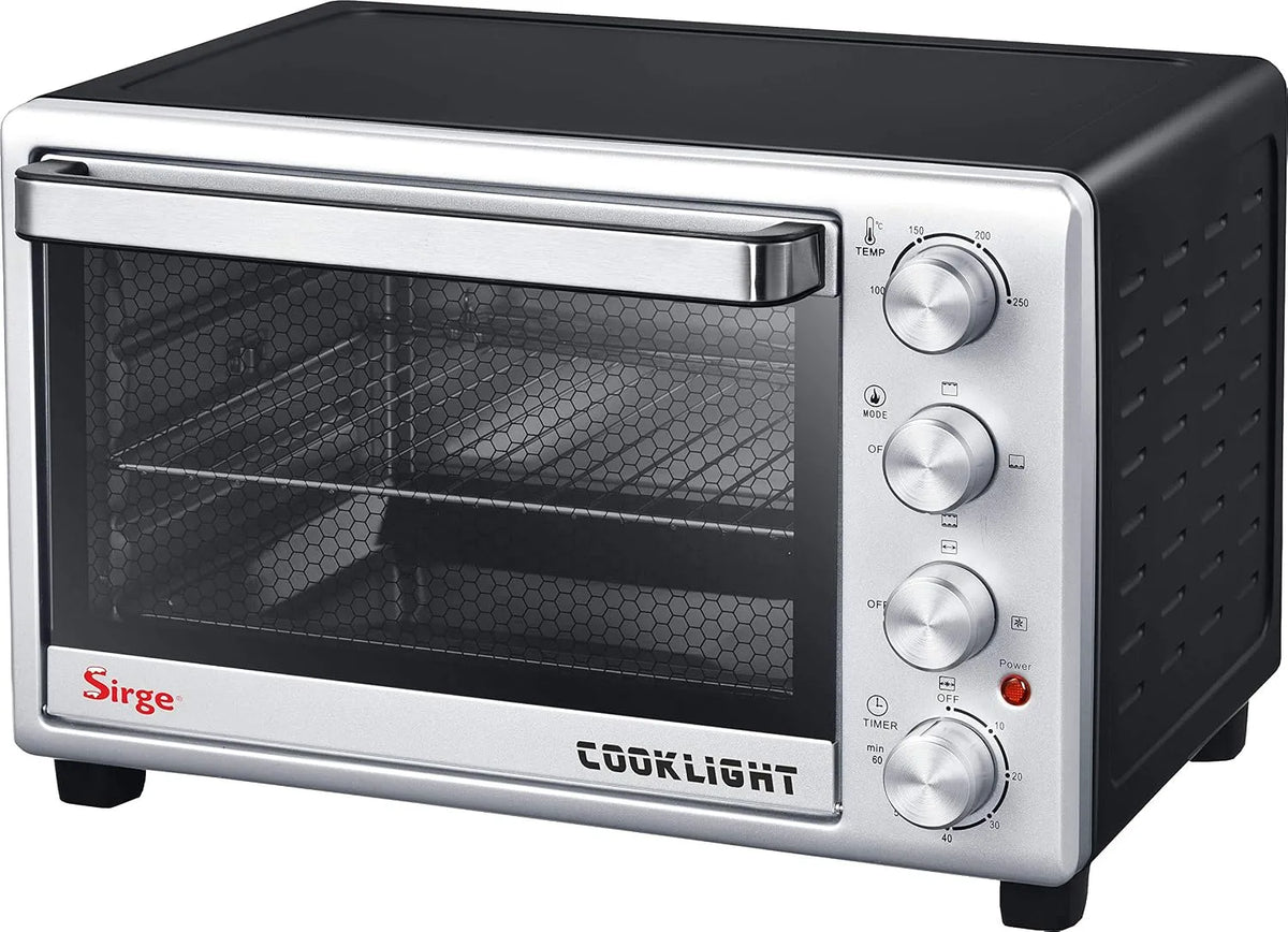 Four électrique, 28 L, 1500 W, Sirge FORNO28CL, Sirge FORNO28CL Four électrique avec lumière intérieure Rôtissoire Ventilé 28 L 1500 W avec double