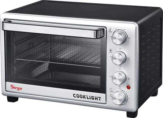 Four électrique, 28 L, 1500 W, Sirge FORNO28CL, Sirge FORNO28CL Four électrique avec lumière intérieure Rôtissoire Ventilé 28 L 1500 W avec double