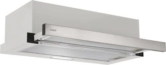 Candy CBT6130/3x M3/H Hotte aspirante, 60 cm, 125 W, 264 m3/h, 60 dB, classe énergétique B, hotte de cuisine, éclairage LED, acier inoxydable