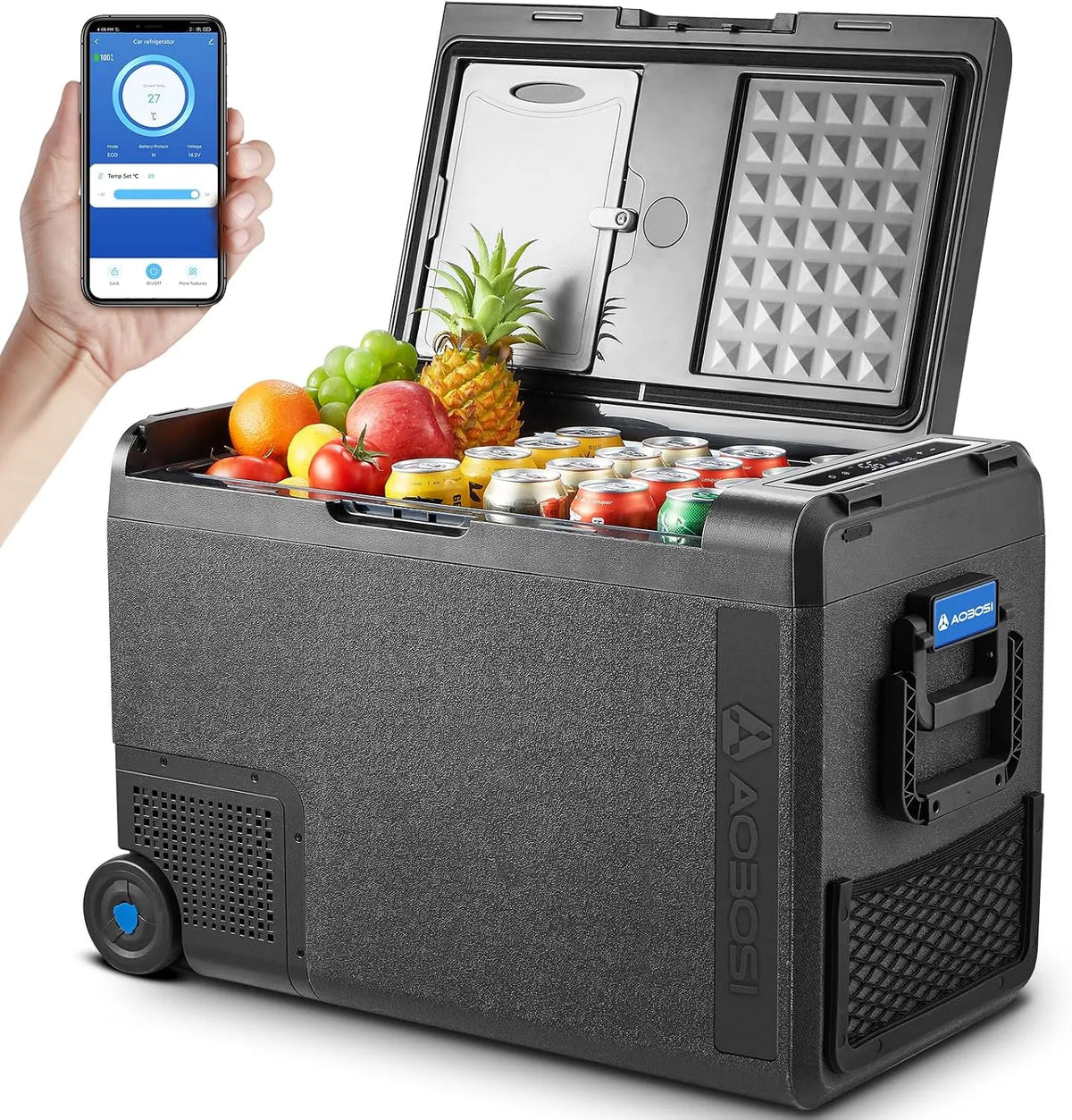 Glacière électrique 12V/24V 100-240V, 48 L, -20 à 20 °C, 12 V, voiture, camping, mini frigo portable, AAOBOSI Glacière Electrique 48L, Véhicules de